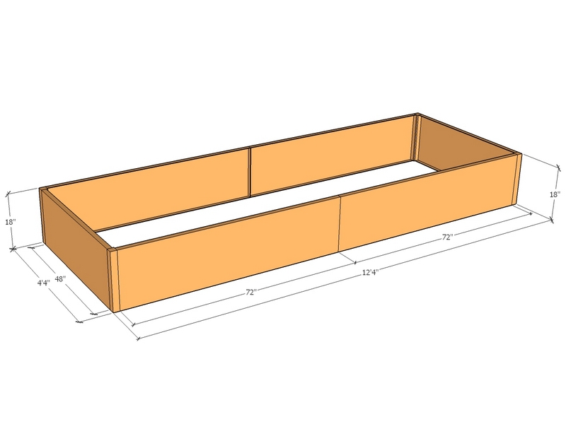 Rectangular planter kit 12'4" x 4'4" x 18"T