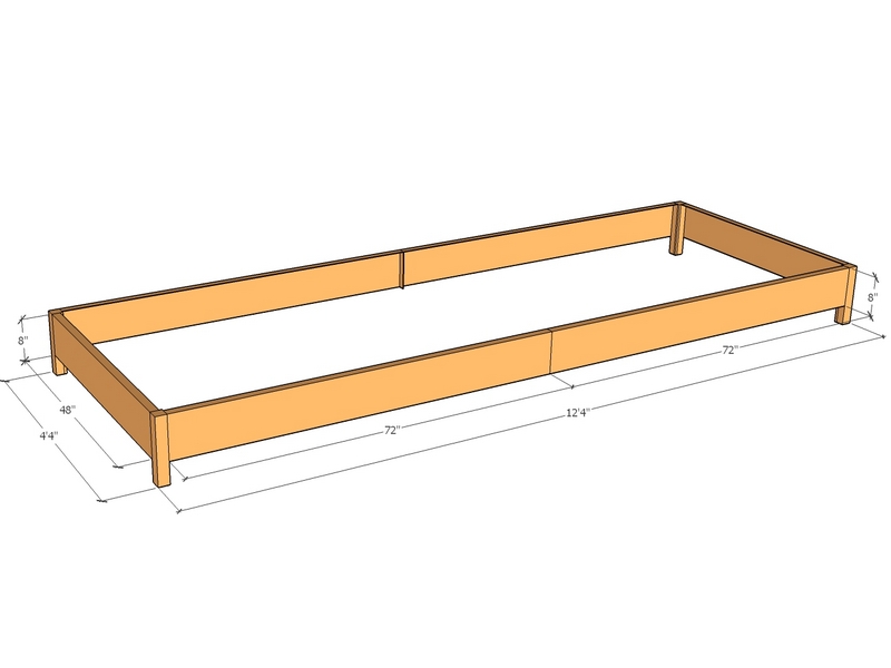 Rectangular planter kit 12'4" x 4'4" x 8"T