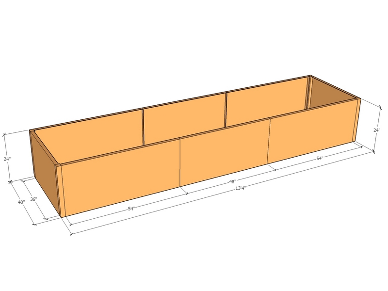 Rectangular planter kit 13'10" x 40" x 24"T