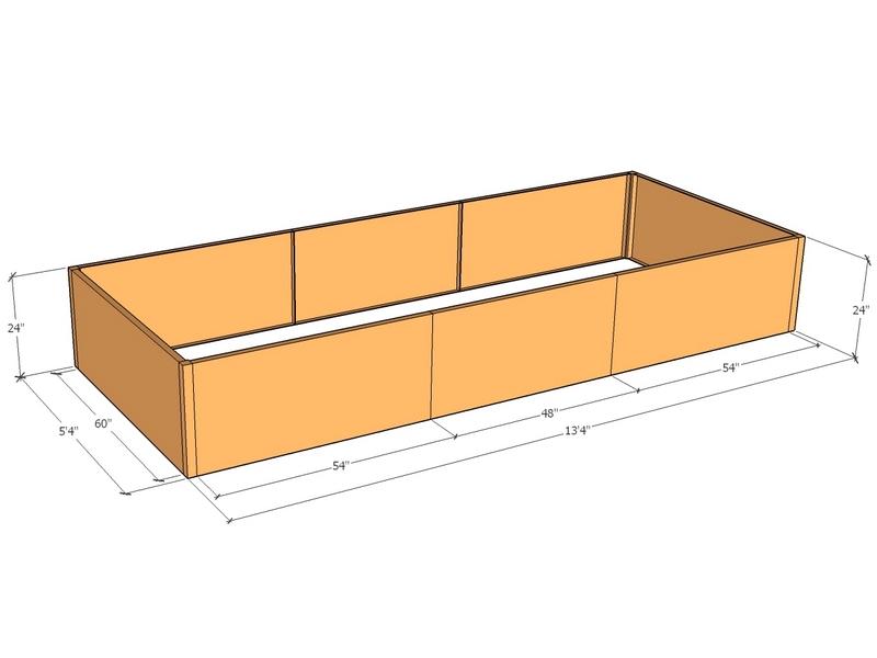 Rectangular planter kit 13'4" x 5'4" x 24"T