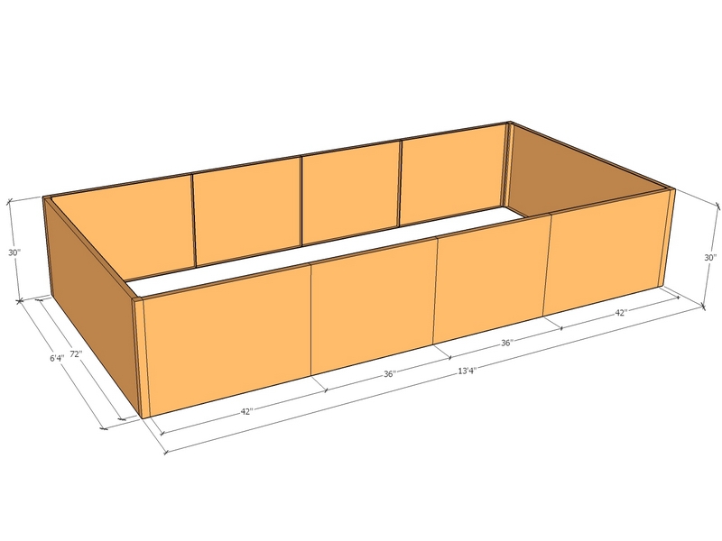 Rectangular planter kit 13'4" x 6'4" x 30"T