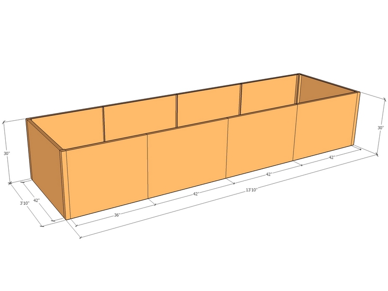Rectangular planter kit 13'10" x 3'10" x 30"T