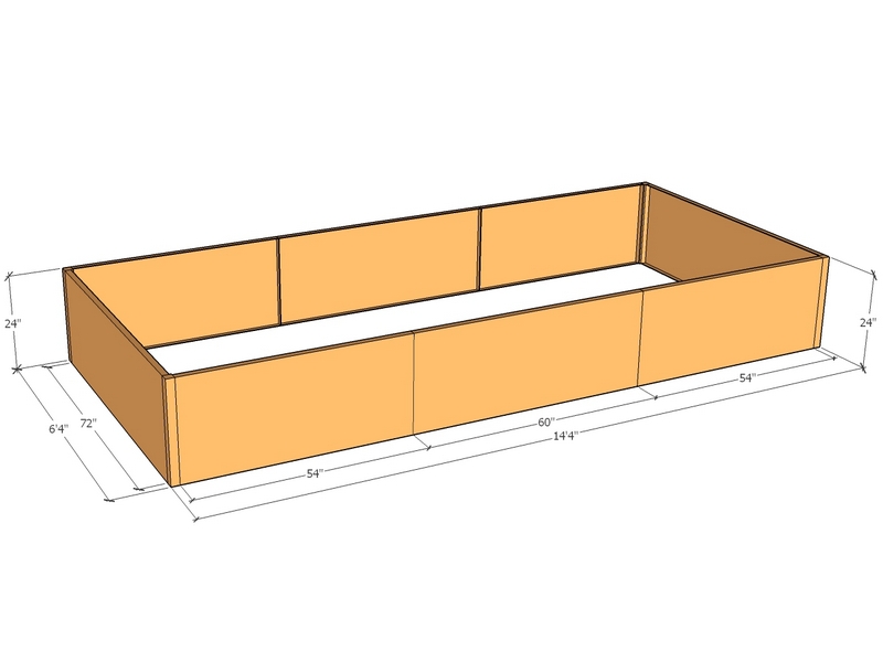 Rectangular planter kit 14'4" x 6'4" x 24"T