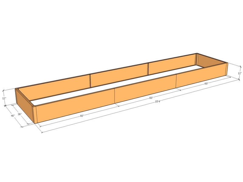 Rectangular planter kit 15'4" x 40" x 12"T