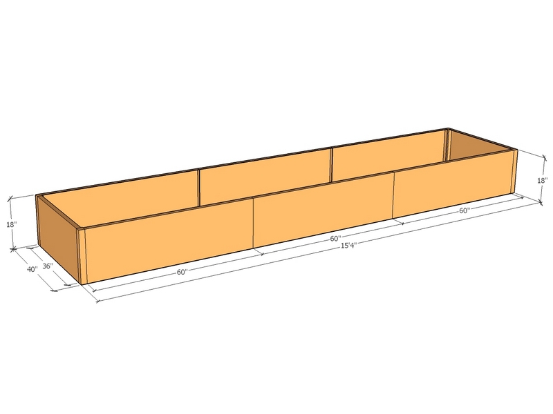 Rectangular planter kit 15'4" x 40" x 18"T