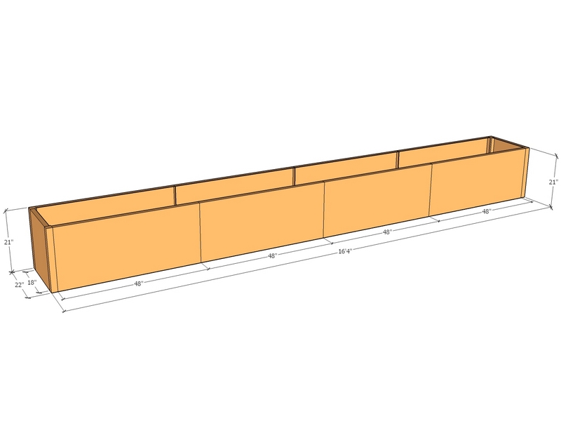 Rectangular planter kit 16'4" x 22" x 21"T