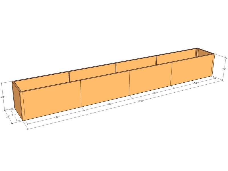Rectangular planter kit 16'10" x 25" x 24"T