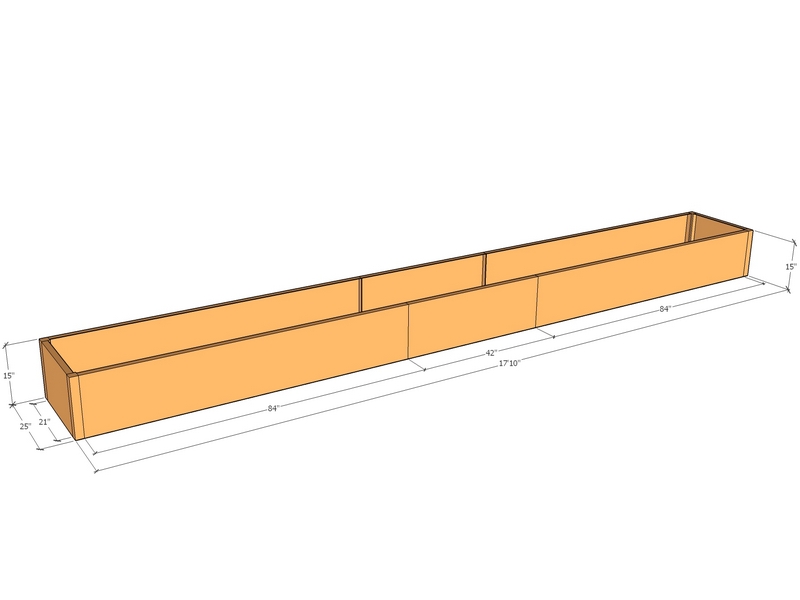 Rectangular planter kit 17'10" x 25" x 15"T