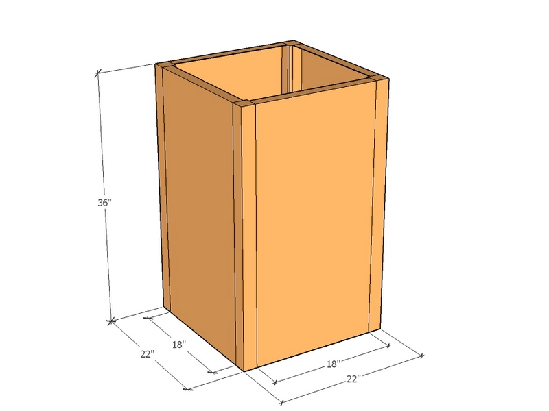 Rectangular planter kit 22" x 22" x 36"T