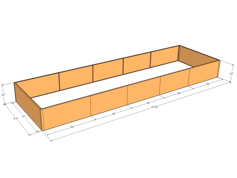 Rectangular planter kit 21'10" x 76" x 24"T