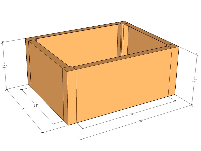 Rectangular planter kit 28" x 22" x 12"T