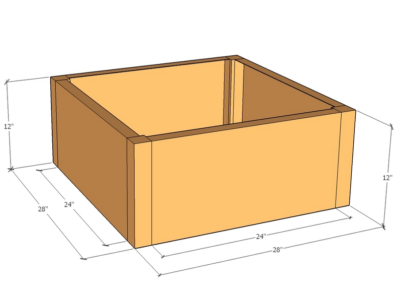 Rectangular planter kit 28" x 28" x 12"T