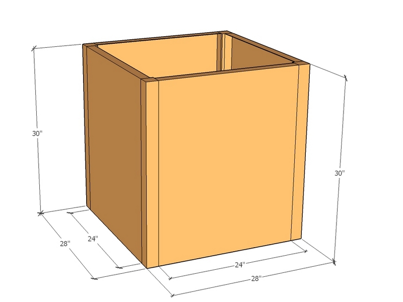 Rectangular planter kit 28" x 28" x 30"T