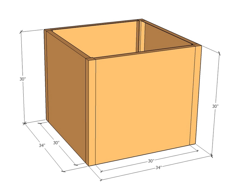 Rectangular planter kit 34" x 34" x 30"T