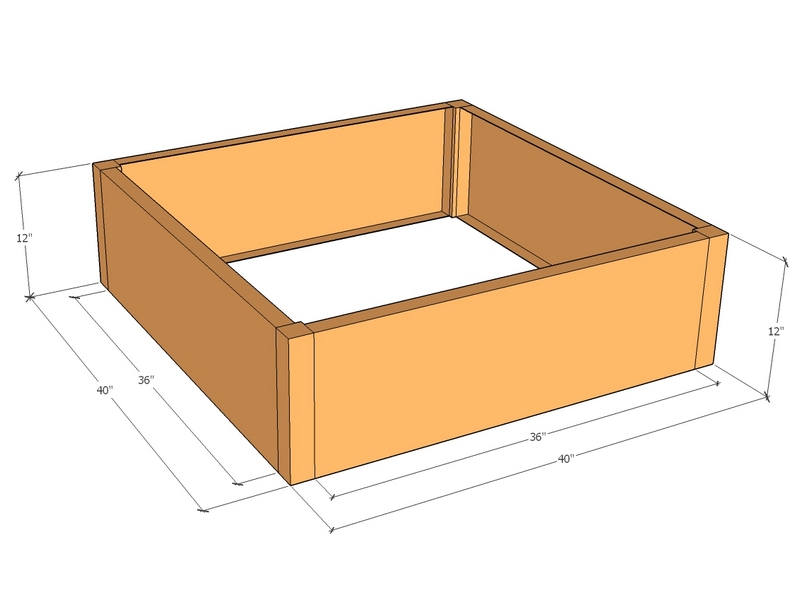 Rectangular planter kit 40" x 40" x 12"T
