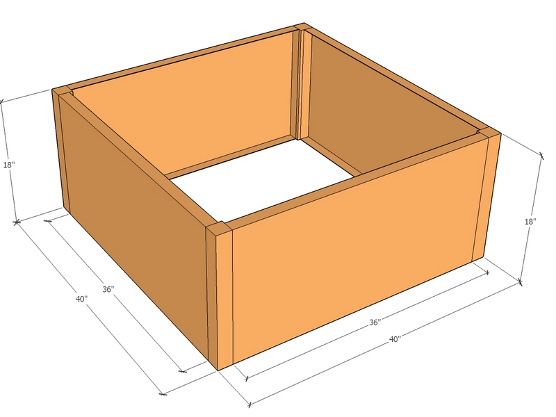 Rectangular planter kit 40" x 40" x 18"T