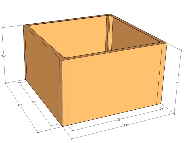 Rectangular planter kit 3'4" x 40" x 24"T