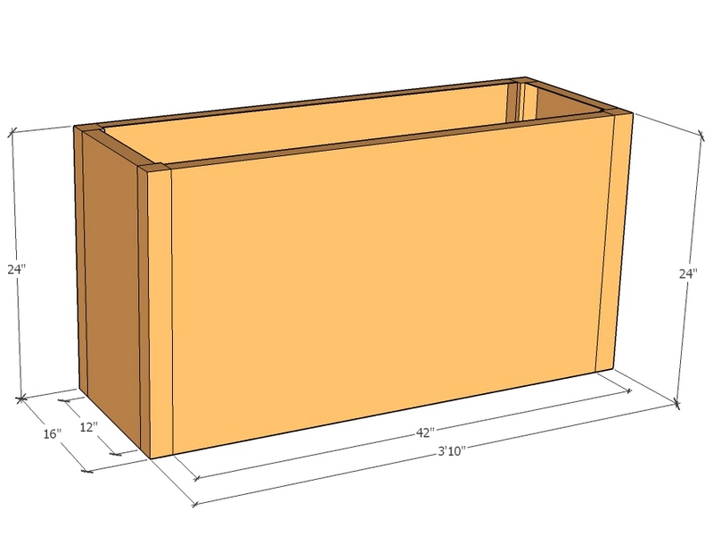 Rectangular planter 3'10" x 16" x 24"T