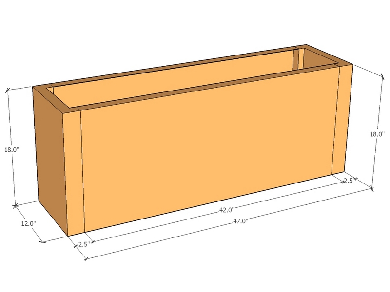 Rectangular planter kit 3'11" x 12" x 18"T