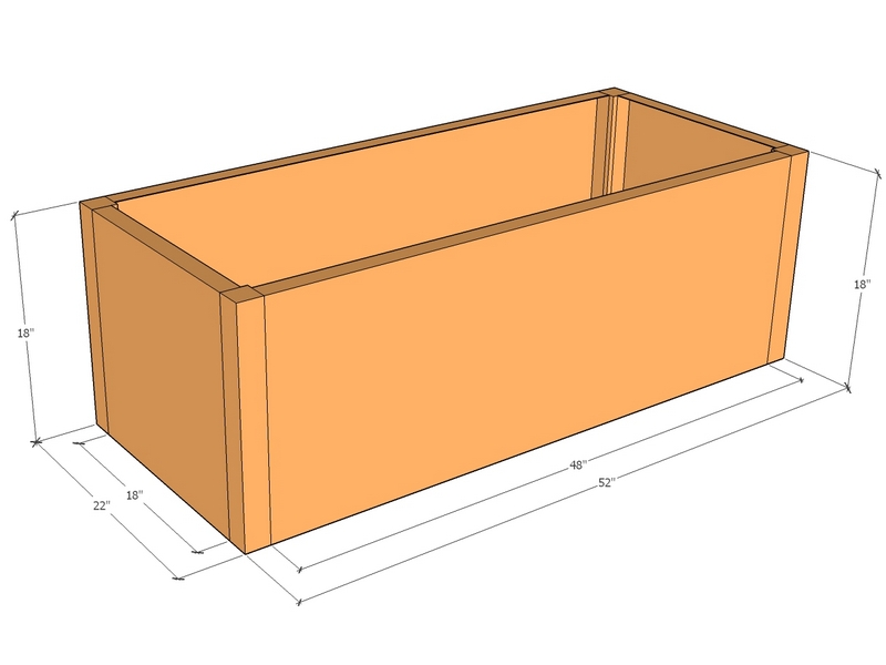 Rectangular planter kit 4'4" x 22" x 18"T