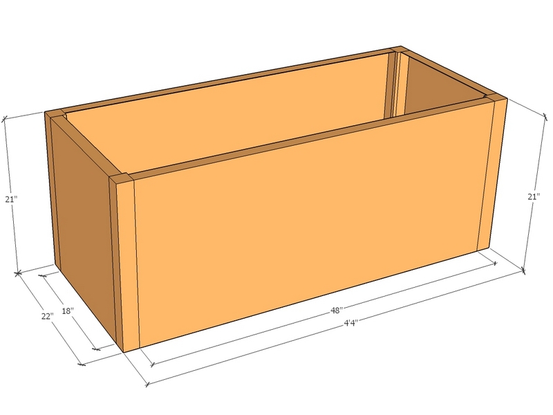 Rectangular planter kit 4'4" x 22" x 21"T