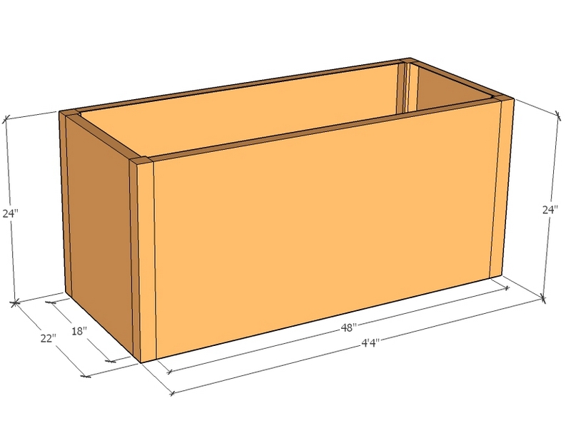 Rectangular planter kit 4'4" x 22" x 24"T