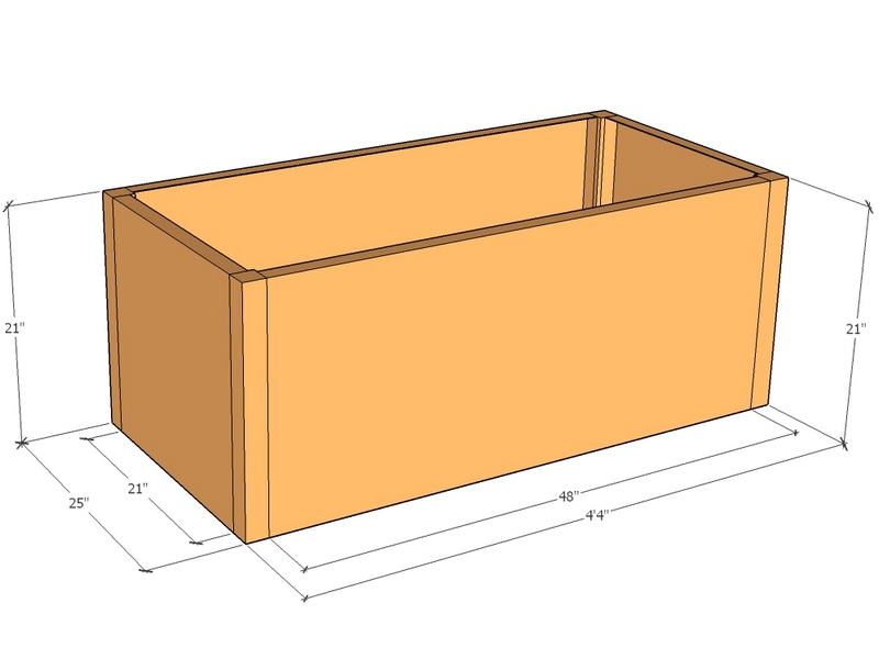 Rectangular planter kit 4'4" x 25" x 21"T