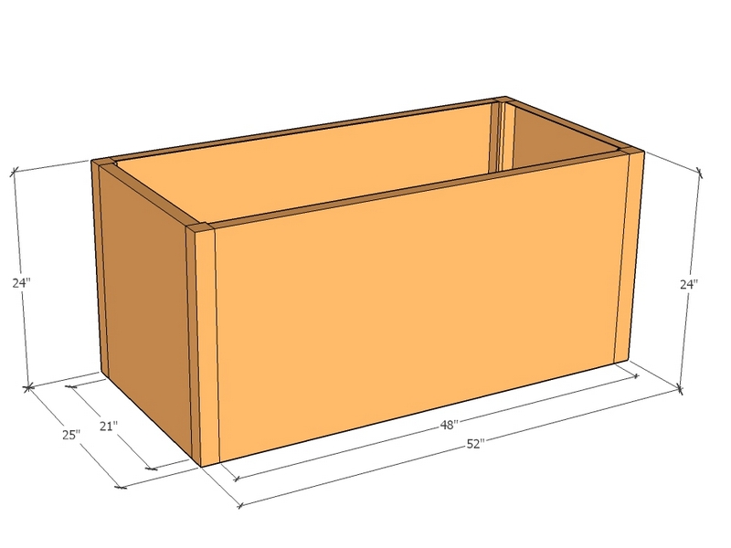 Rectangular planter kit 4'4" x 25" x 24"T