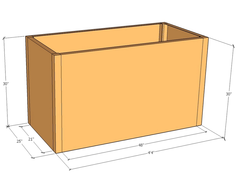 Rectangular planter kit 4'4" x 25" x 30"T