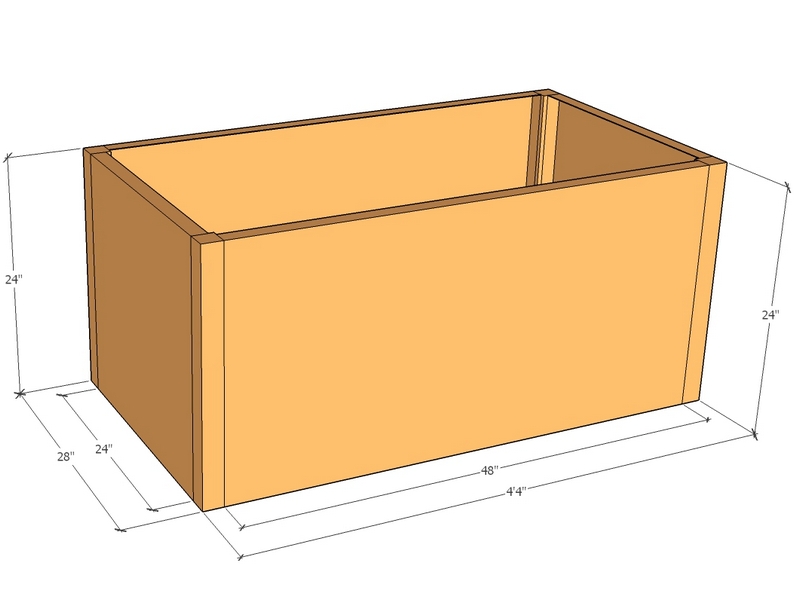 Rectangular planter kit 4'4" x 28" x 24"T