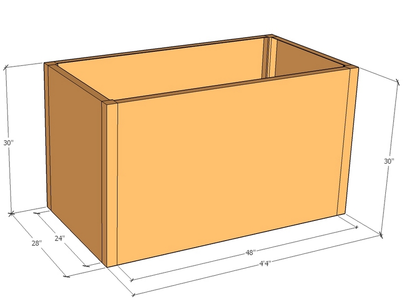 Rectangular planter kit 4'4" x 28" x 30"T