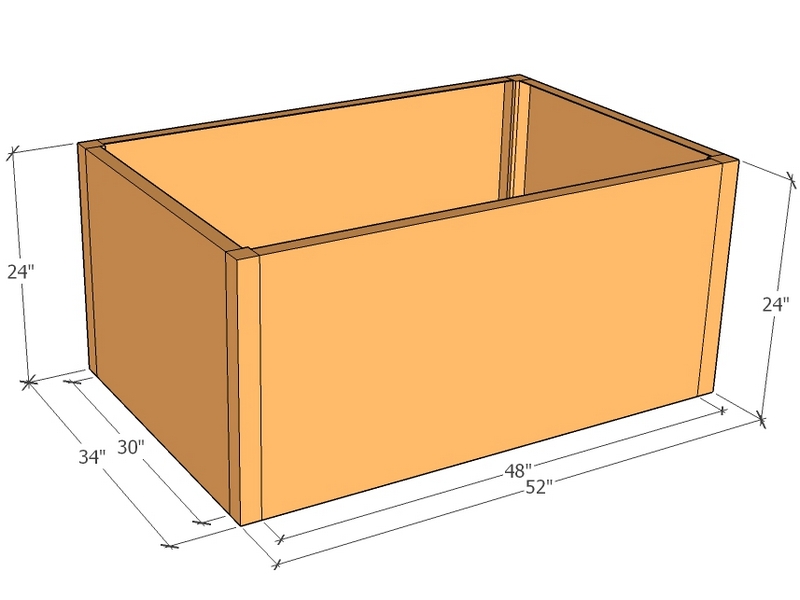 Rectangular planter kit 4'4" x 34" x 24"T