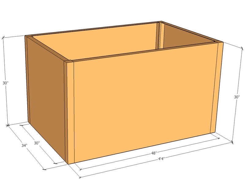 Rectangular planter kit 4'4" x 34" x 30"T
