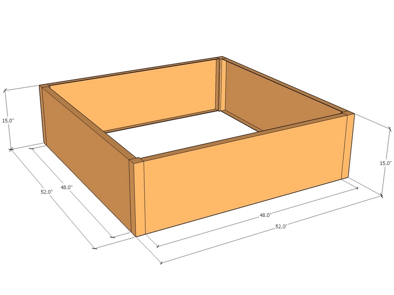 Rectangular planter kit 4'4" x 4'4" x 15"T