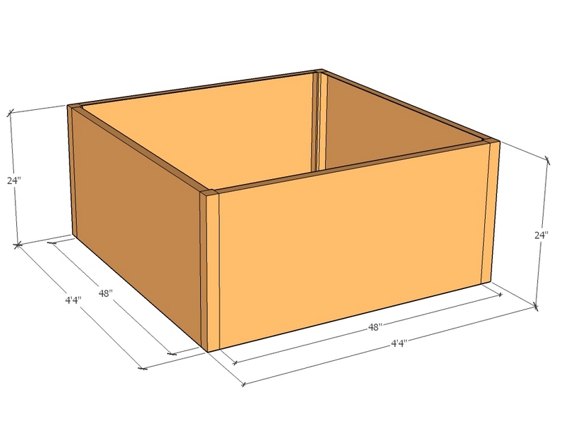 Rectangular planter kit 4'4" x 4'4" x 24"T