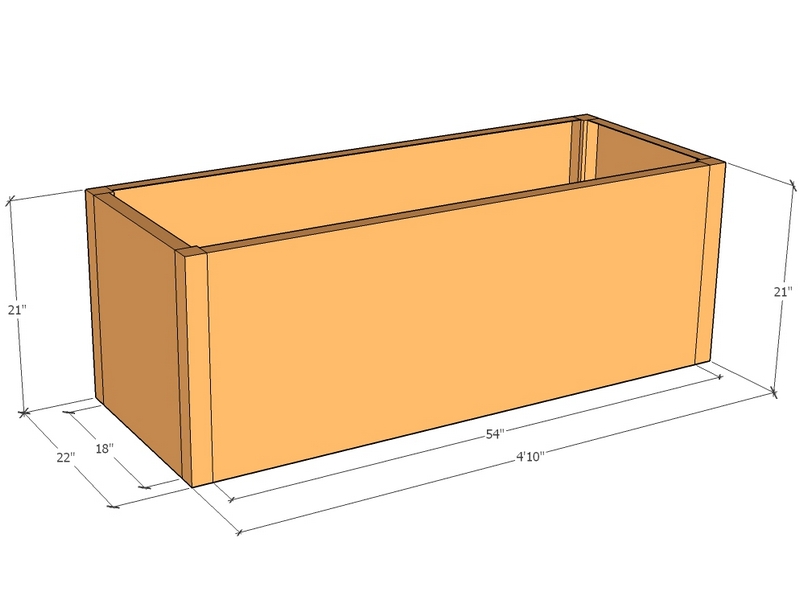 Rectangular planter kit 4'10" x 22" x 21"T