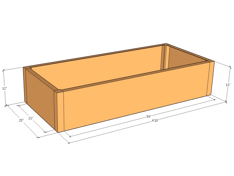 Rectangular planter kit 4'10" x 25" x 12"T