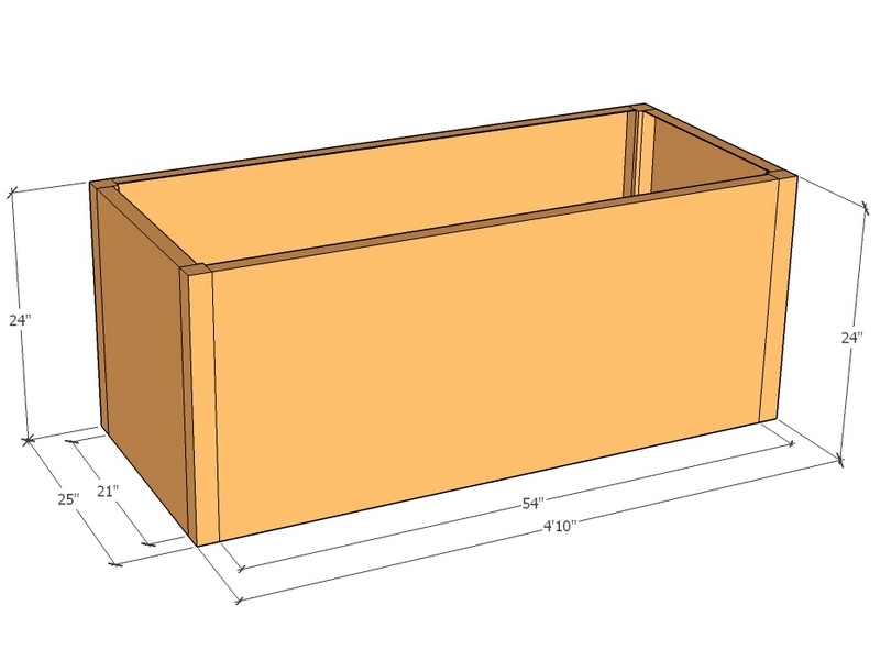 Rectangular planter kit 4'10" x 25" x 24"T