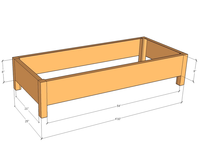 Rectangular planter kit 4'10" x 25" x 8"T