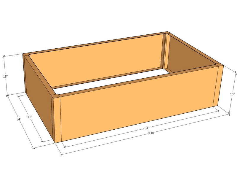 Rectangular planter kit 4'10" x 34" x 15"T