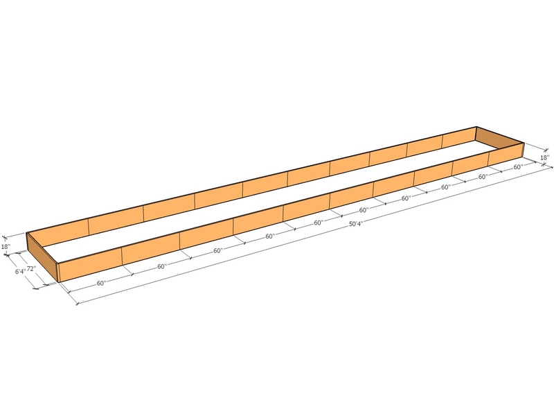 Rectangular planter kit 50'4" x 6'4" x 18"T