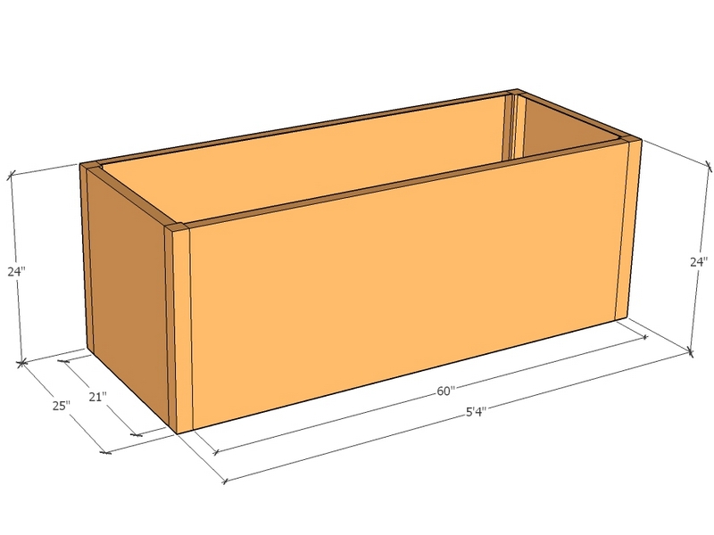 Rectangular planter kit 5'4" x 25" x 24"T