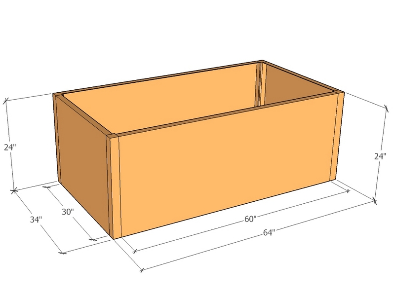 Rectangular planter kit 5'4" x 34" x 24"T