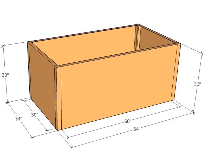 Rectangular planter kit 5'4" x 34" x 30"T