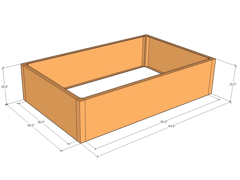 Rectangular planter kit 5'4" x 40" x 15"T