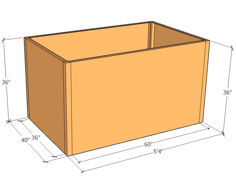 Rectangular planter kit 5'4" x 40" x 36"T
