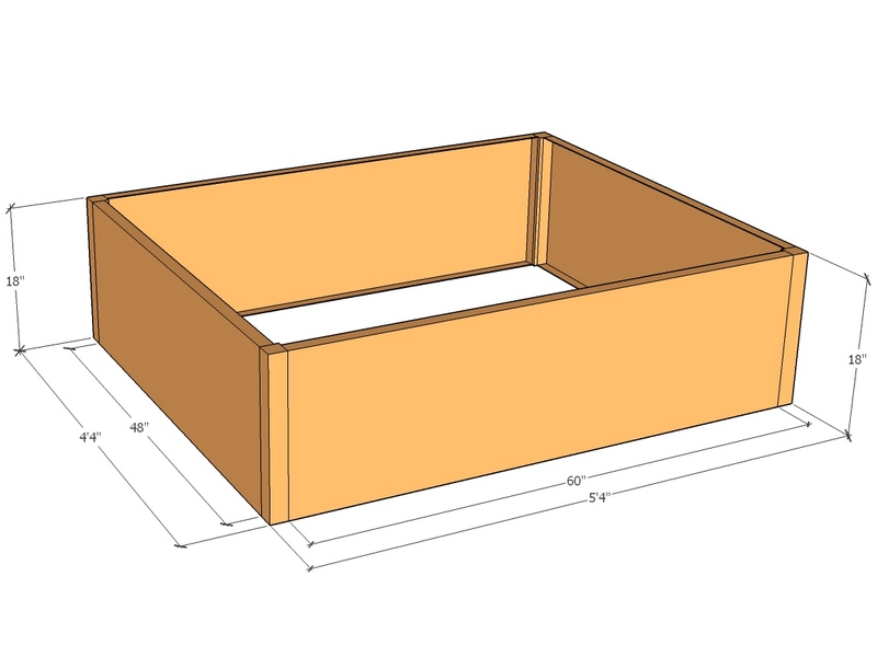 Rectangular planter kit 5'4" x 4'4" x 18"T