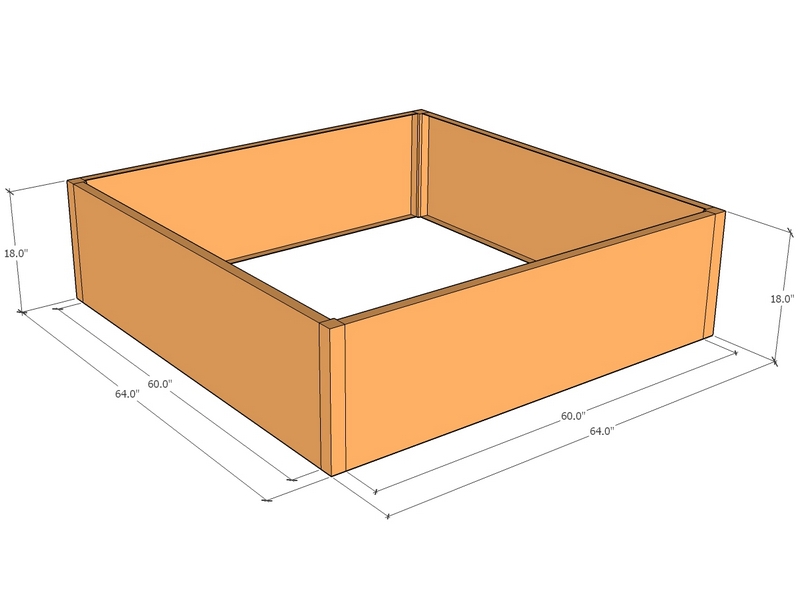 Rectangular planter kit 5'4" x 5'4" x 18"T