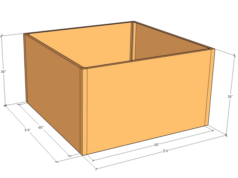 Rectangular planter kit 5'4" x 5'4" x 36"T