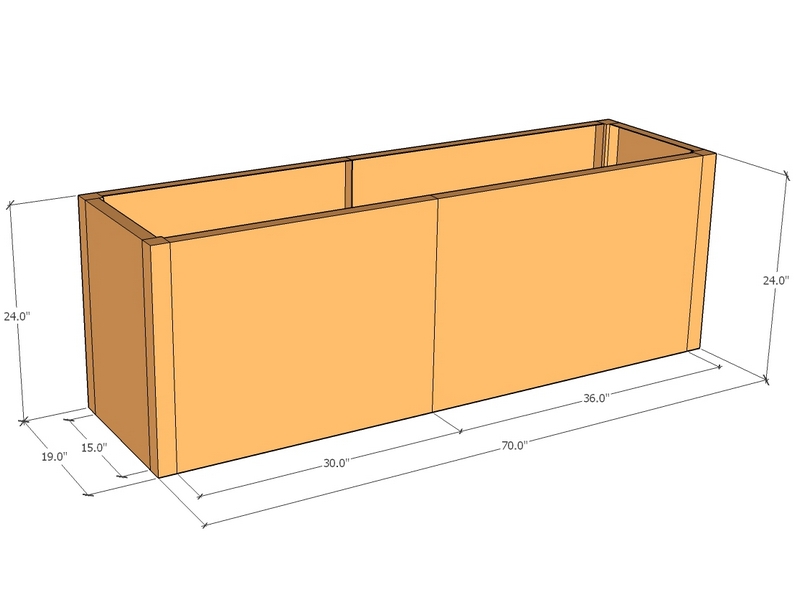 Rectangular planter kit 5'10" x 19" x 24"T